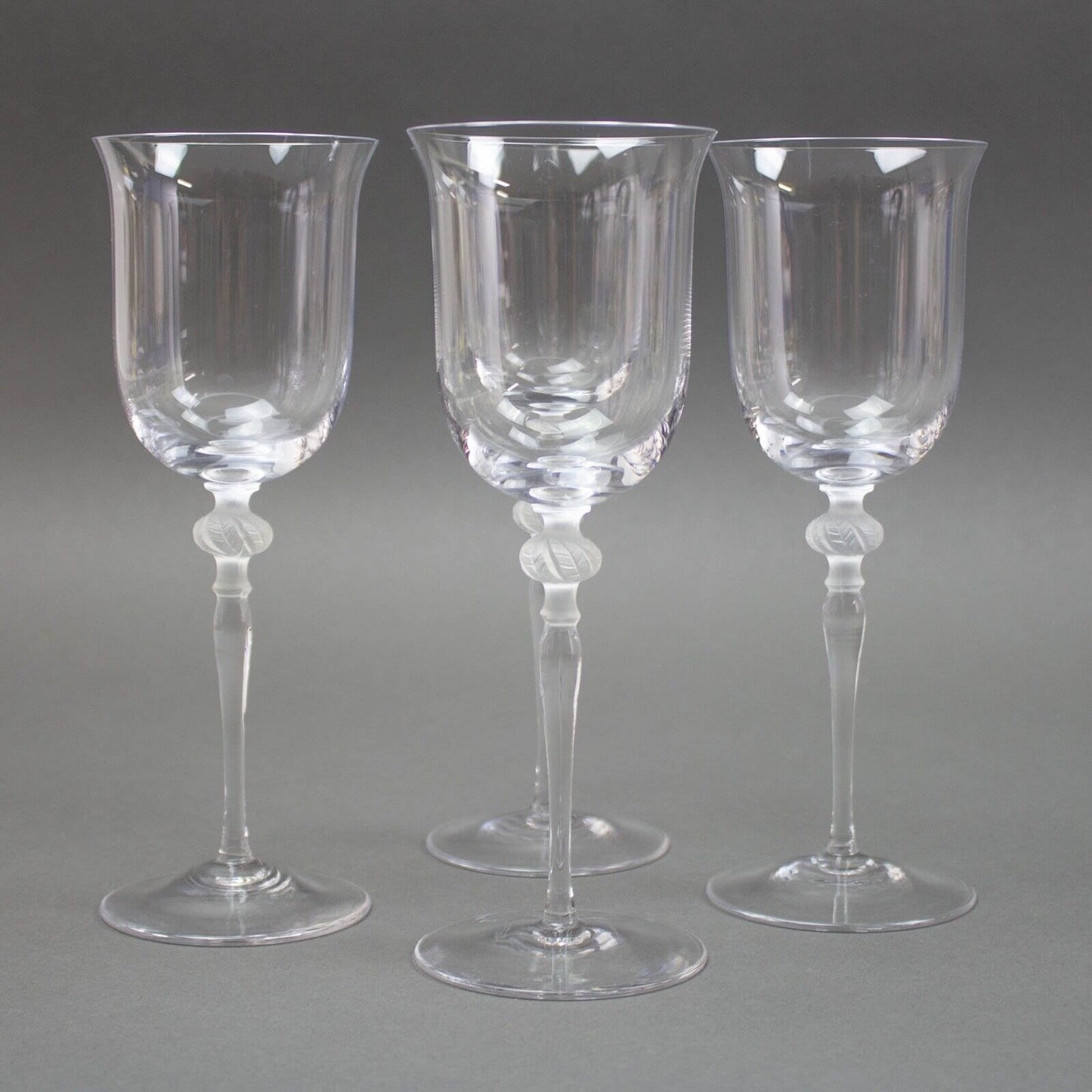 Sasaki Crystal Isabelle Clear Frosted Leaf Ball Stem Wine Glasses 8" Set Of 4