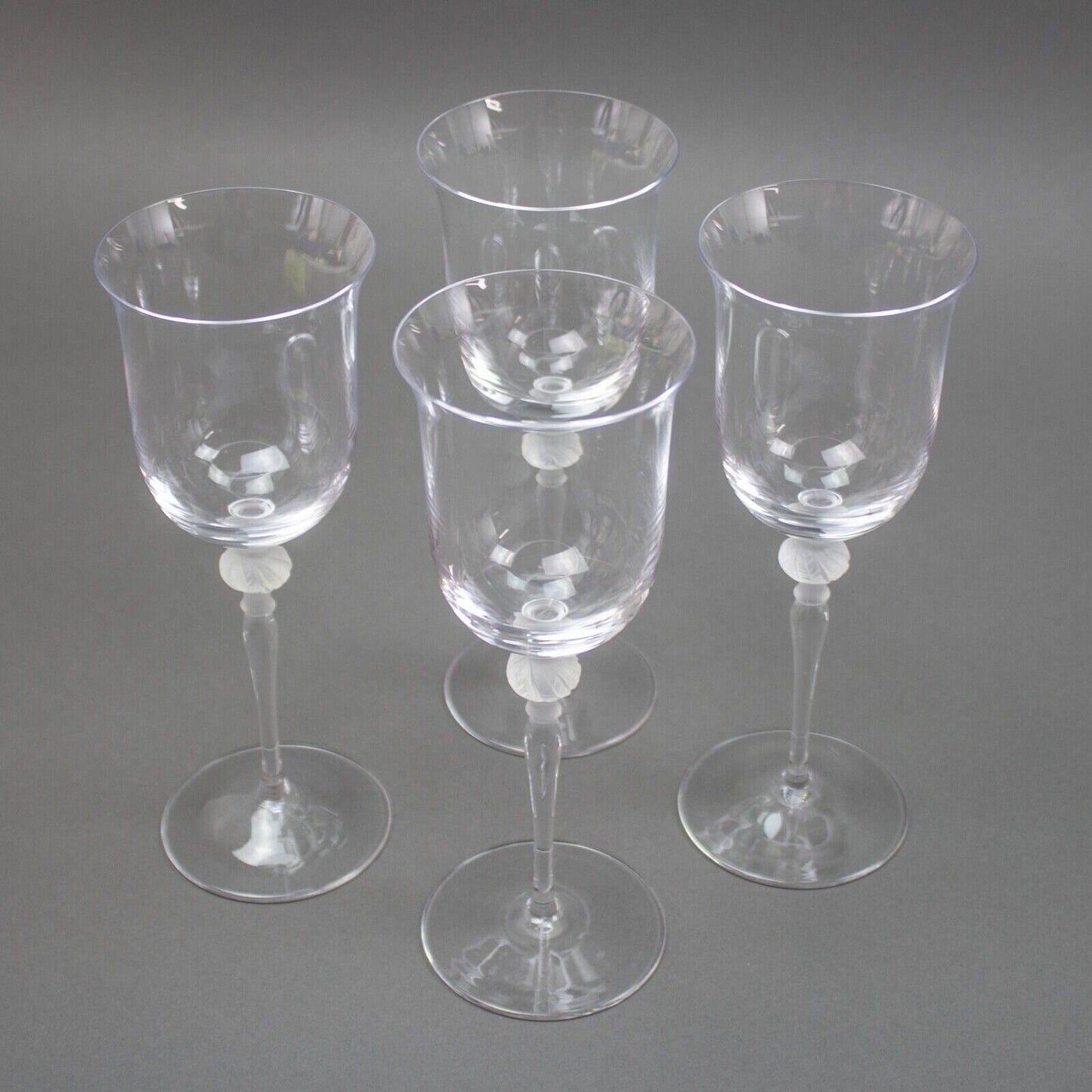 Sasaki Crystal Isabelle Clear Frosted Leaf Ball Stem Wine Glasses 8" Set Of 4