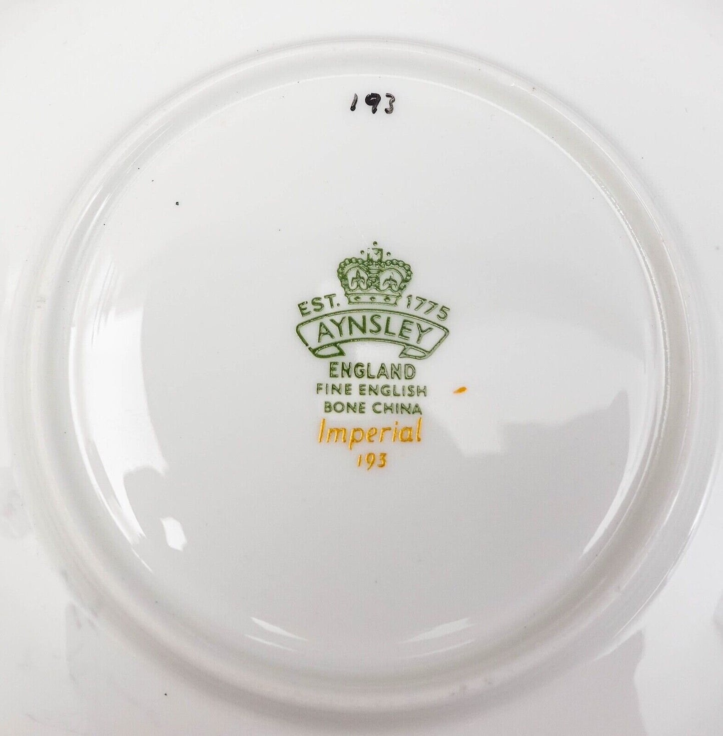 Aynsley England Imperial 193 Laurel Green Gold Cup & Saucer Set