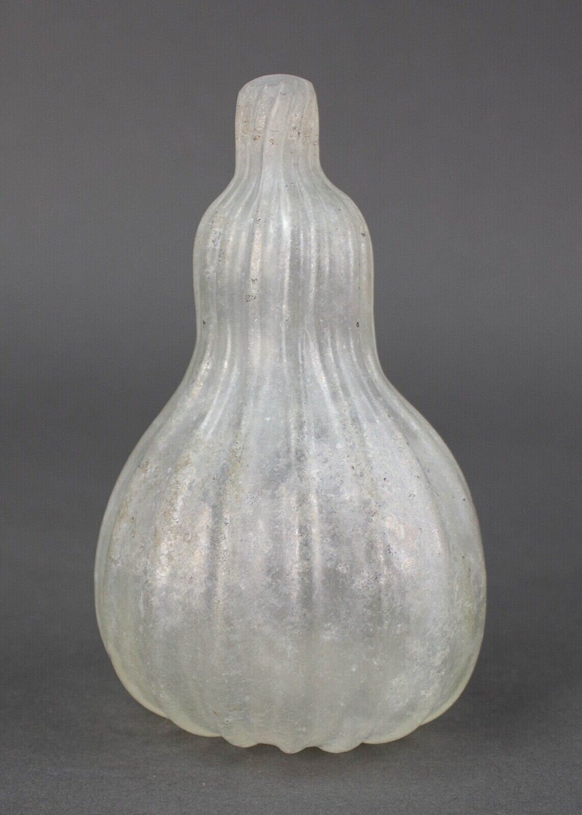 Murano Scavo Pumpkin Butternut Squash Fruit Frosted Art Glass Sculpture Vintage