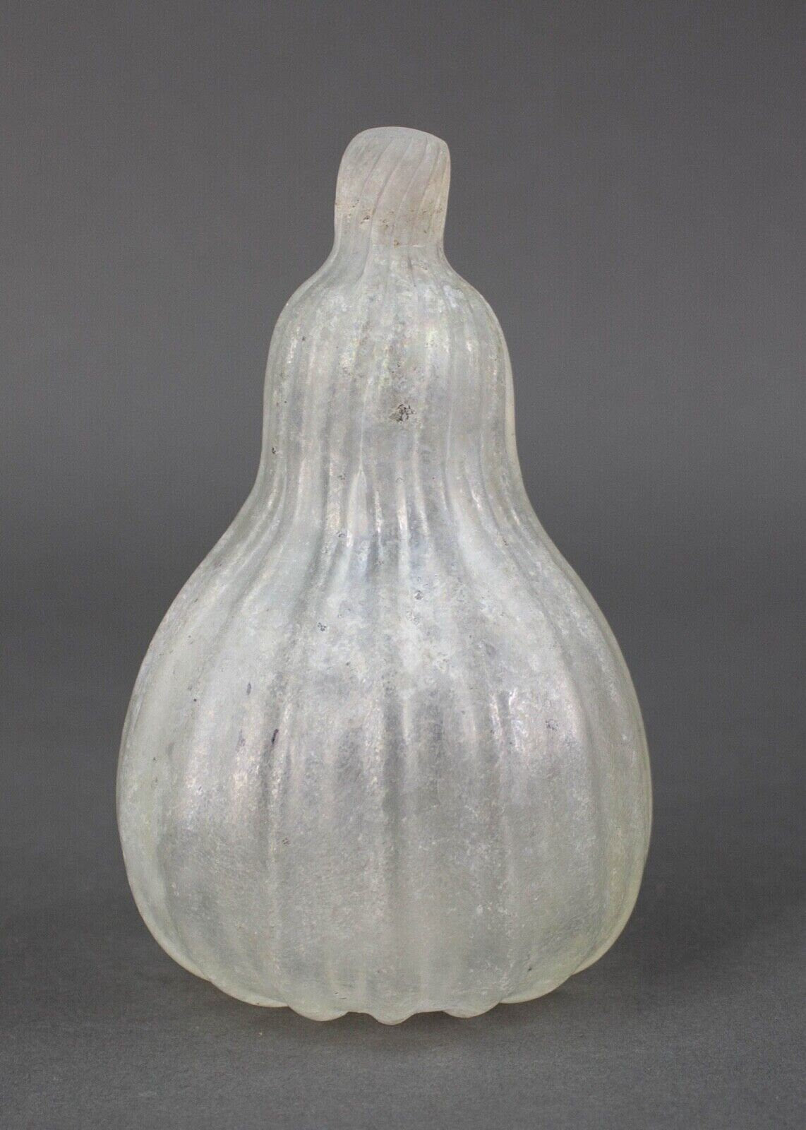 Murano Scavo Pumpkin Butternut Squash Fruit Frosted Art Glass Sculpture Vintage