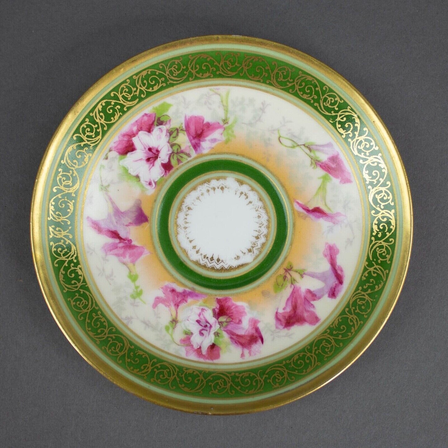 Coronet Limoges France Hand Painted Floral Gold Chocolate Tea Cup & Saucer
