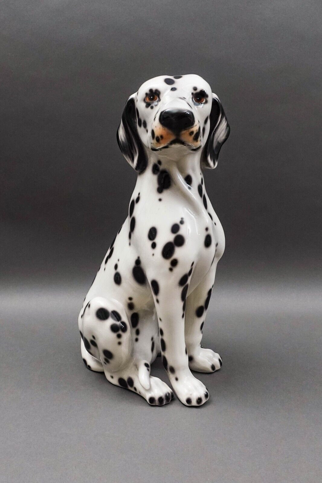 Vintage MCM Italian Glazed Ceramic Pottery Dalmation Dog Sculpture 15 1/2"