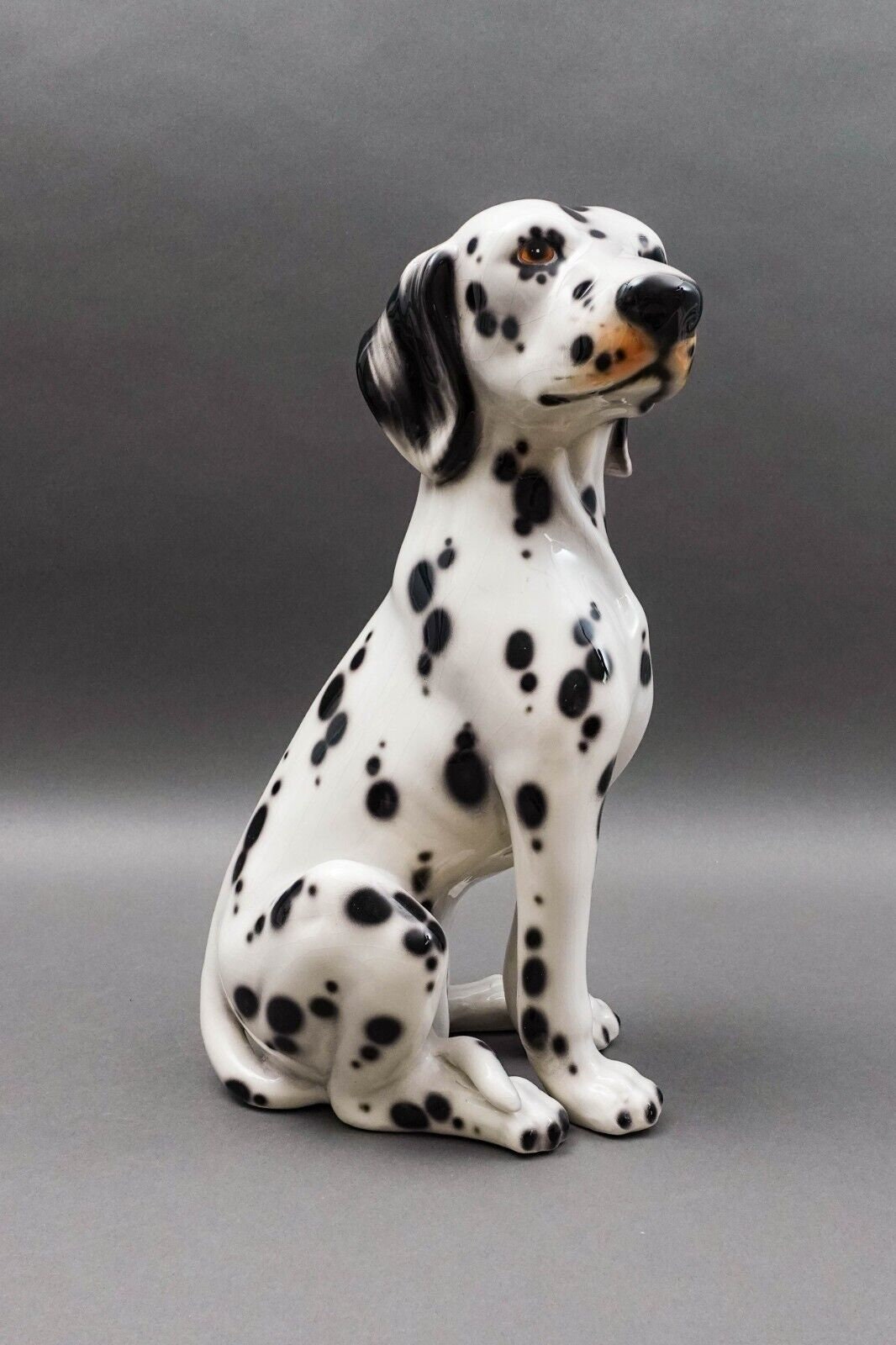 Vintage MCM Italian Glazed Ceramic Pottery Dalmation Dog Sculpture 15 1/2"