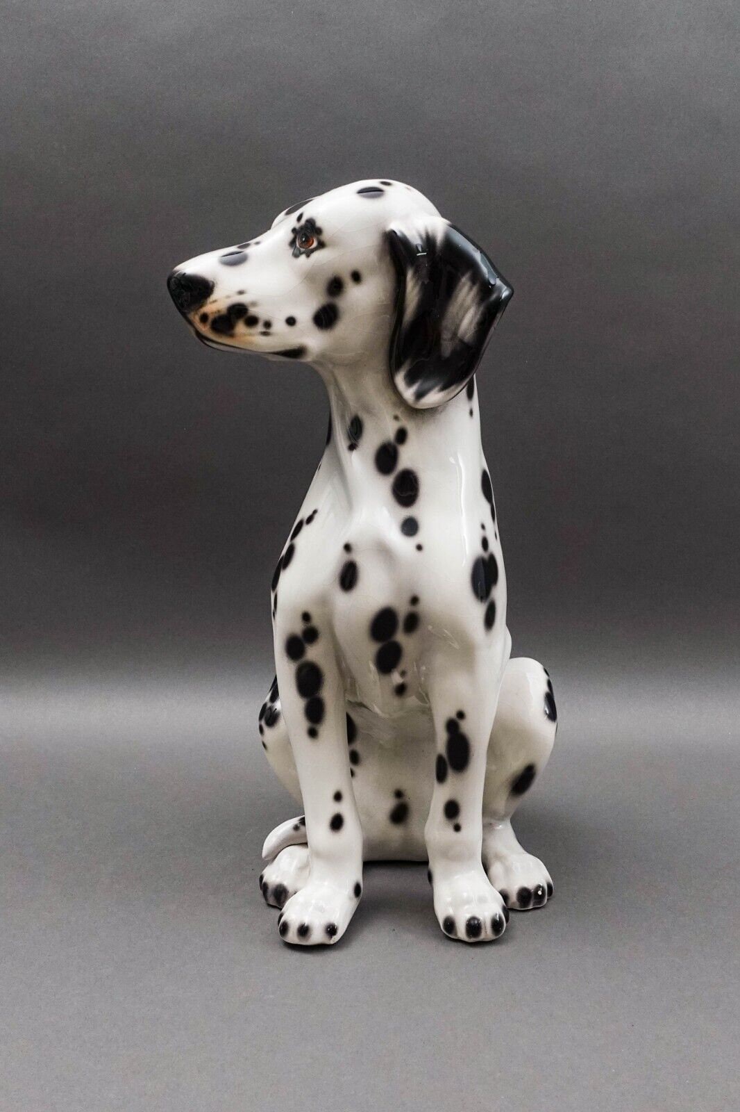 Vintage MCM Italian Glazed Ceramic Pottery Dalmation Dog Sculpture 15 1/2"