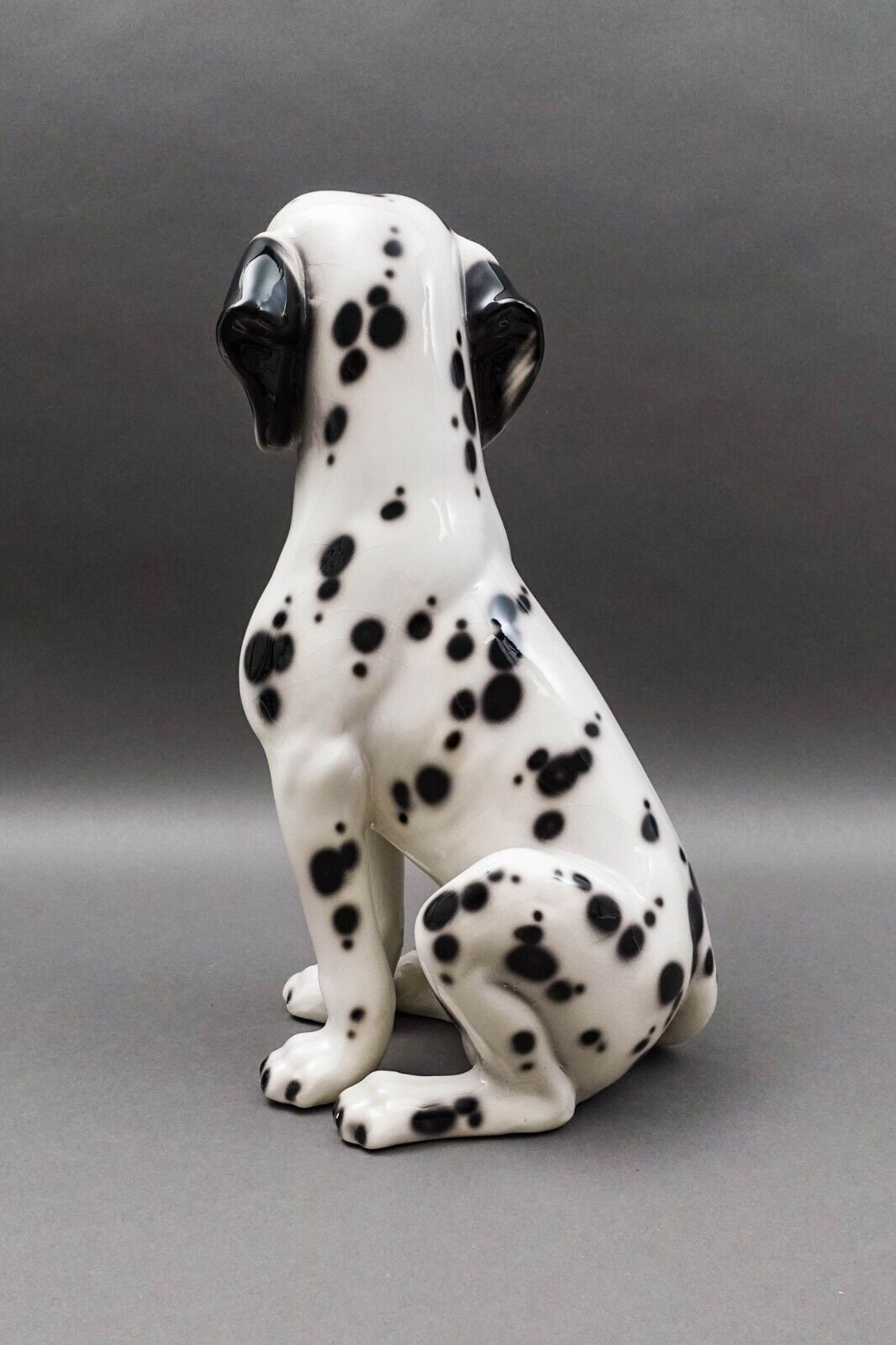 Vintage MCM Italian Glazed Ceramic Pottery Dalmation Dog Sculpture 15 1/2"