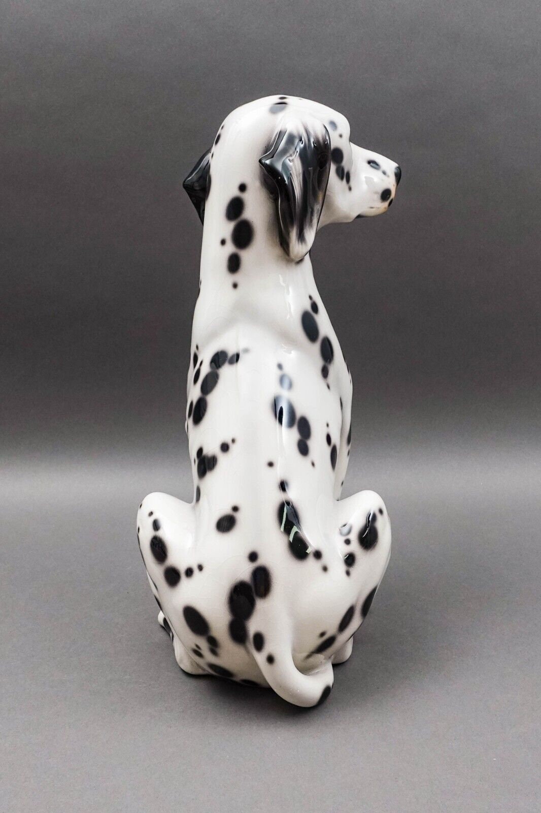 Vintage MCM Italian Glazed Ceramic Pottery Dalmation Dog Sculpture 15 1/2"