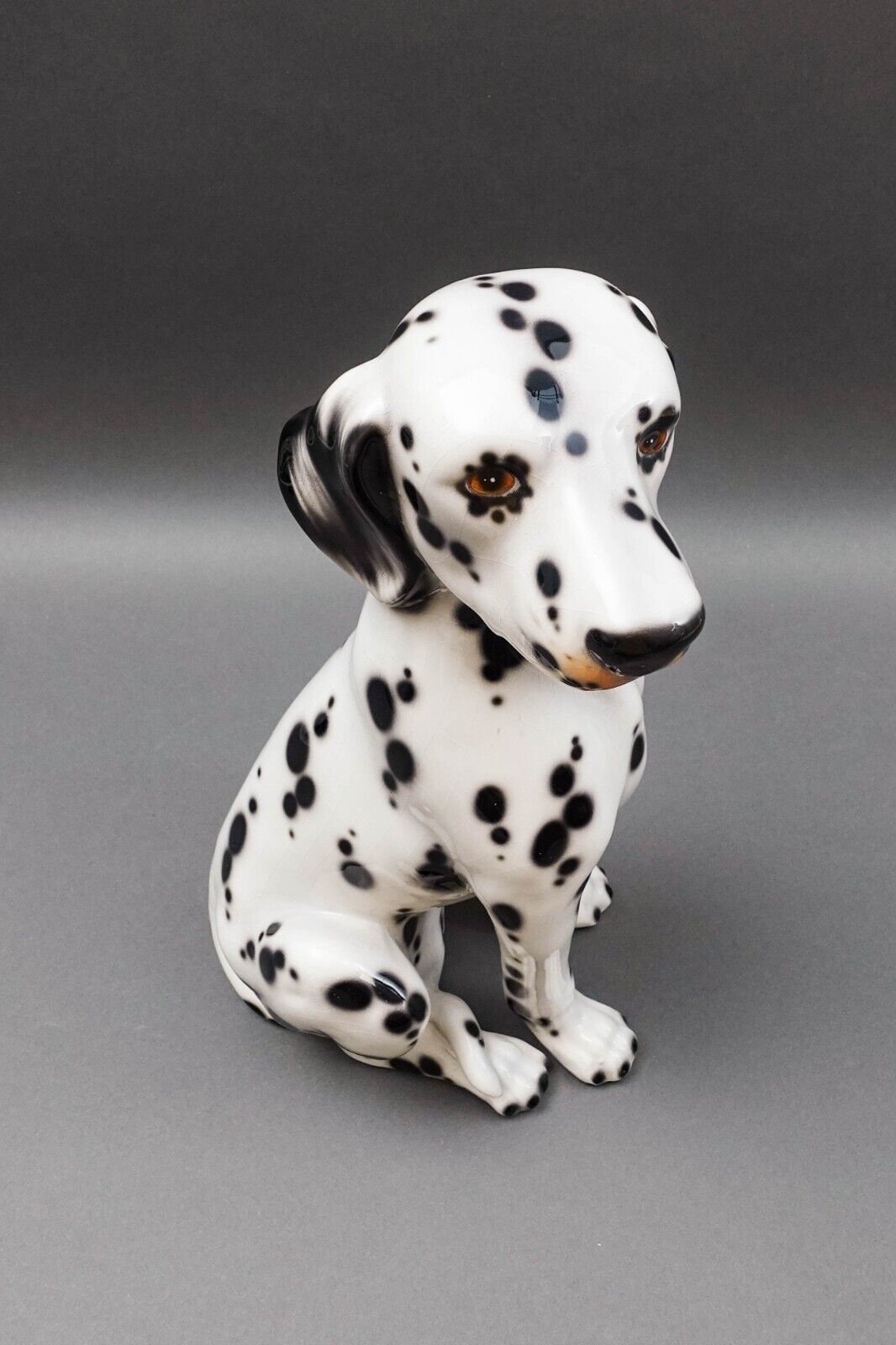 Vintage MCM Italian Glazed Ceramic Pottery Dalmation Dog Sculpture 15 1/2"