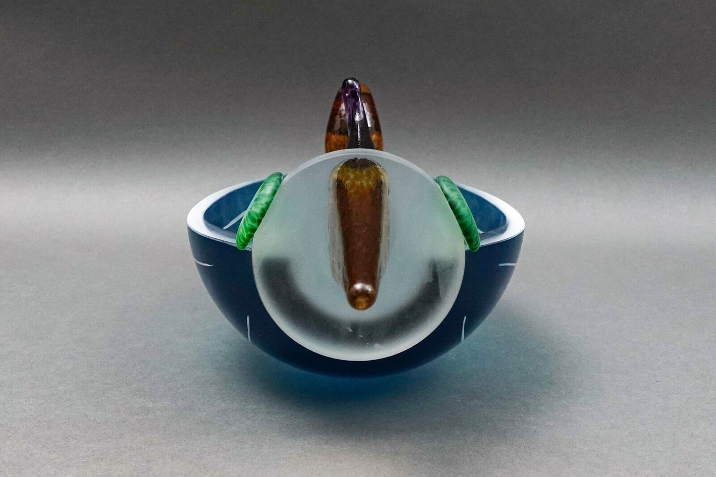 Borowski Glasstudio Poland Signed Large Studio Art Glass Ente Bird Bowl 1990
