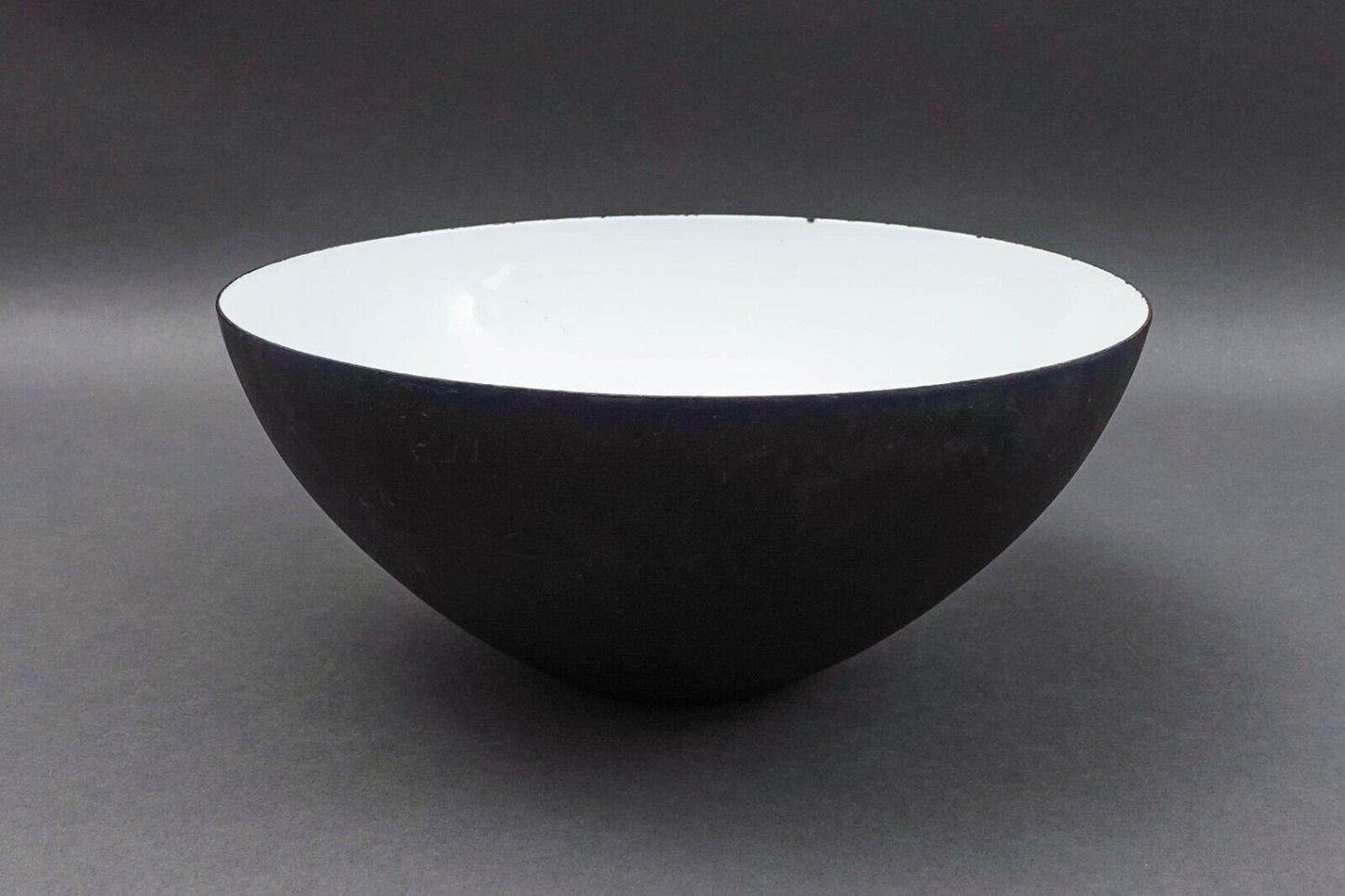 Krenit Denmark Herbert Krenchel Matte Black White Enamel Salad Serving Bowl