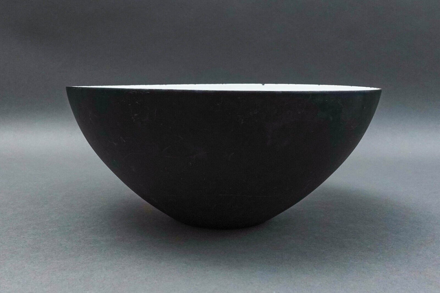 Krenit Denmark Herbert Krenchel Matte Black White Enamel Salad Serving Bowl