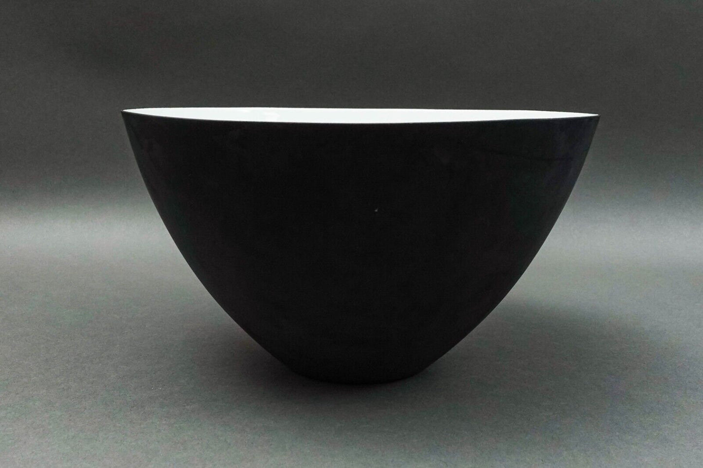 Krenit Denmark Herbert Krenchel Matte Black White Enamel Salad Serving Bowl