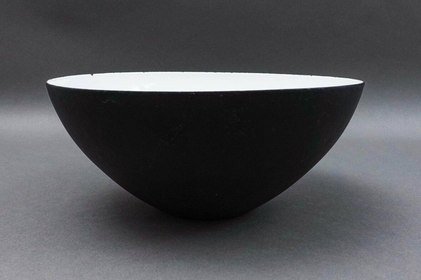 Krenit Denmark Herbert Krenchel Matte Black White Enamel Salad Serving Bowl