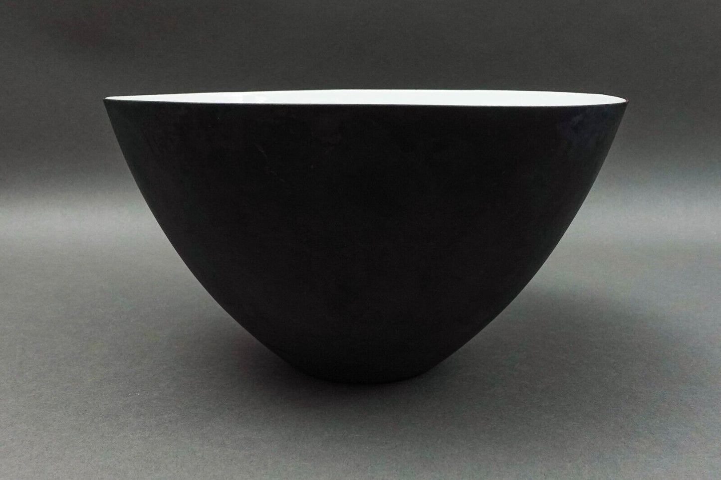 Krenit Denmark Herbert Krenchel Matte Black White Enamel Salad Serving Bowl