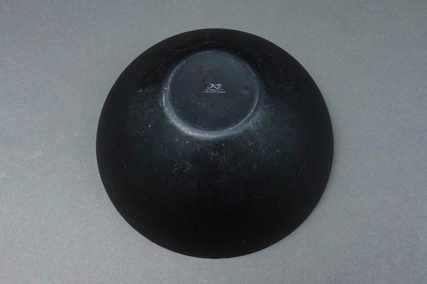 Krenit Denmark Herbert Krenchel Matte Black White Enamel Salad Serving Bowl