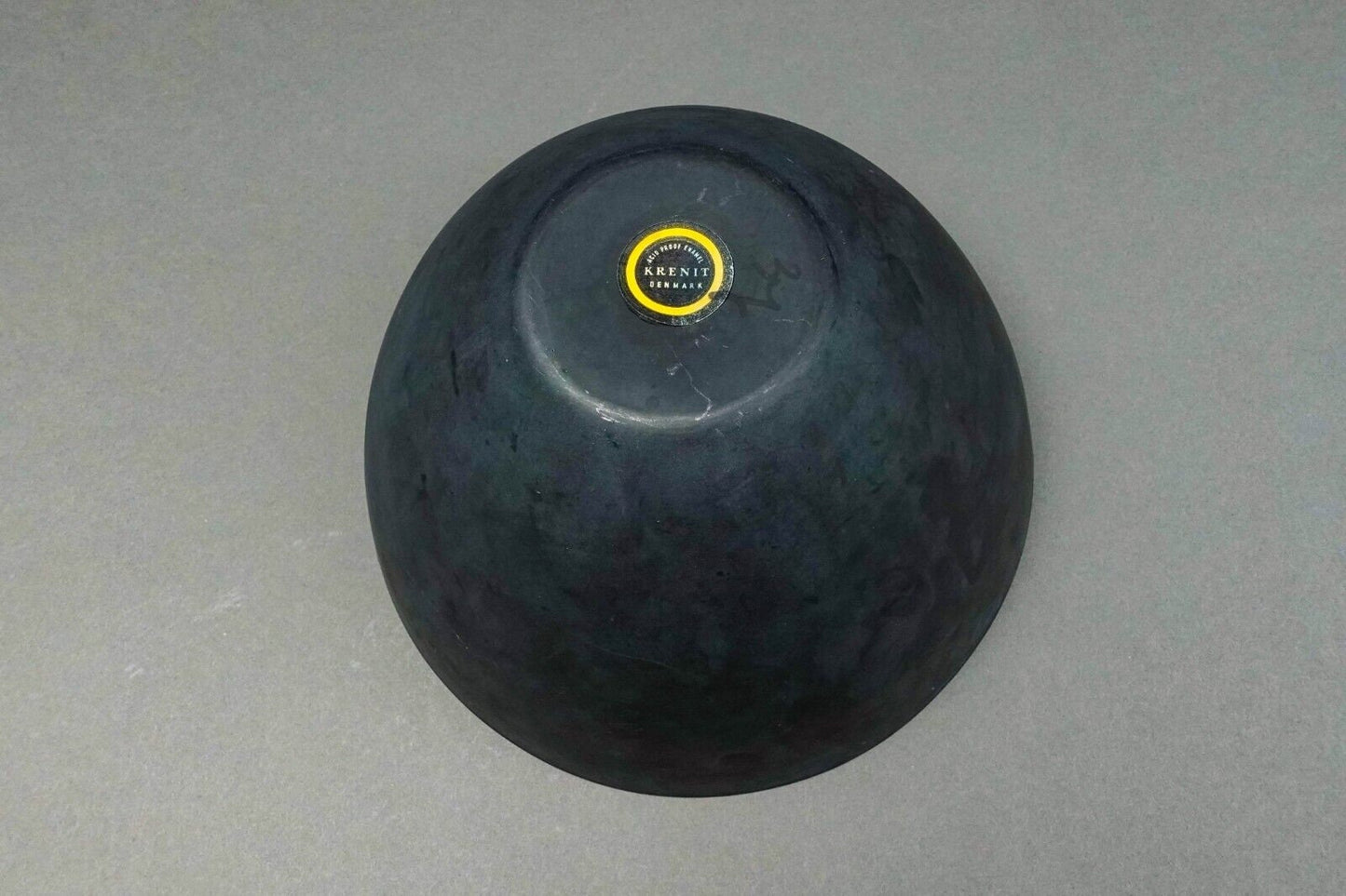 Krenit Denmark Herbert Krenchel Matte Black White Enamel Salad Serving Bowl