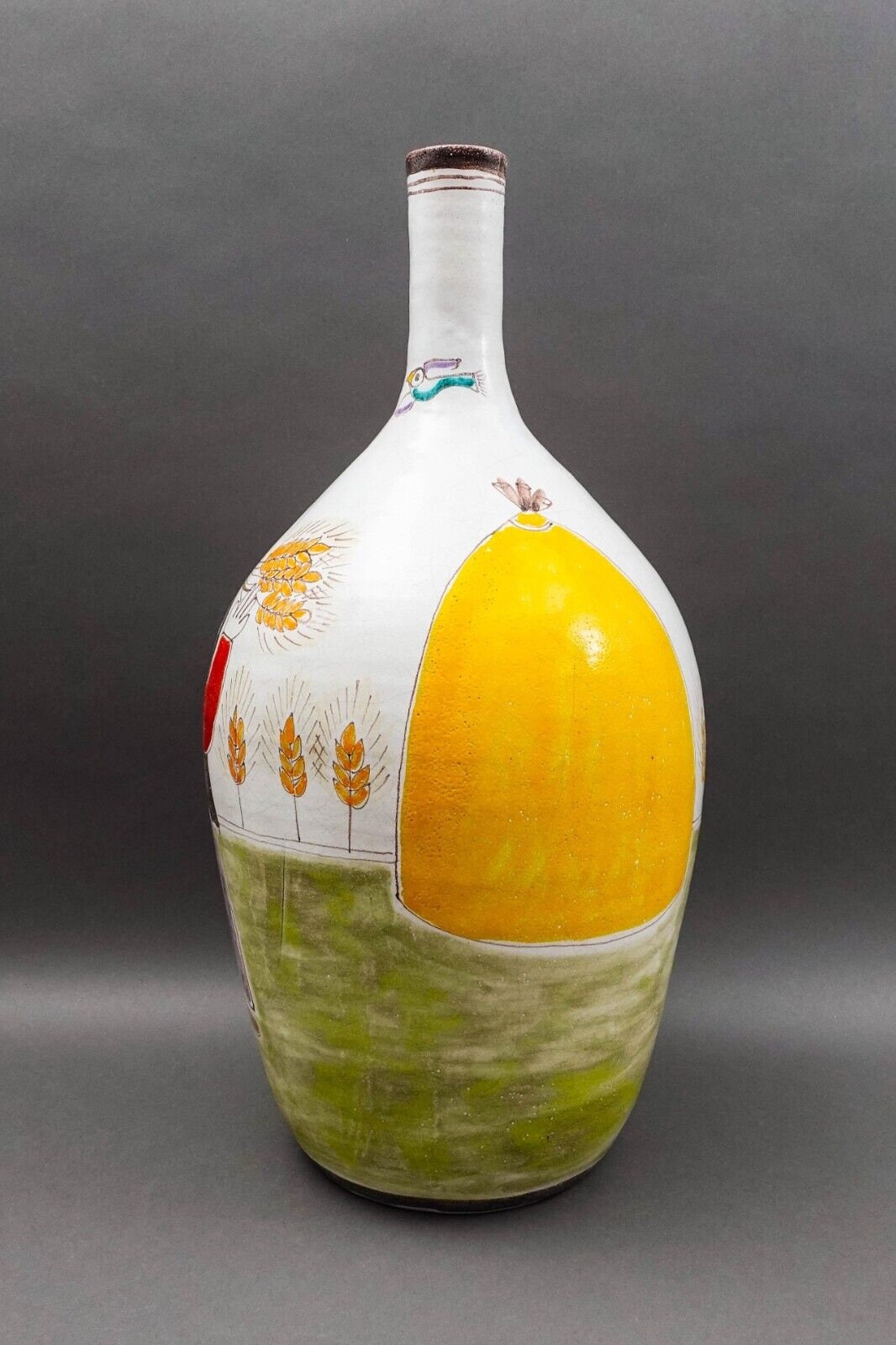Giovanni Desimone Italy Signed Large Vintage Hand Painted Art Pottery Vase 22.5"