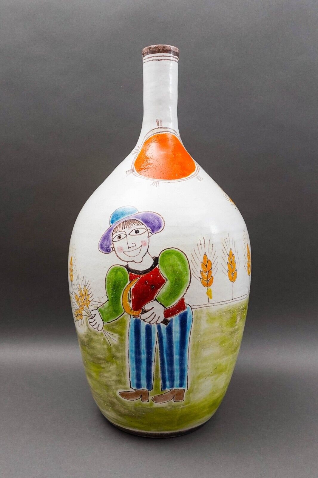 Giovanni Desimone Italy Signed Large Vintage Hand Painted Art Pottery Vase 22.5"