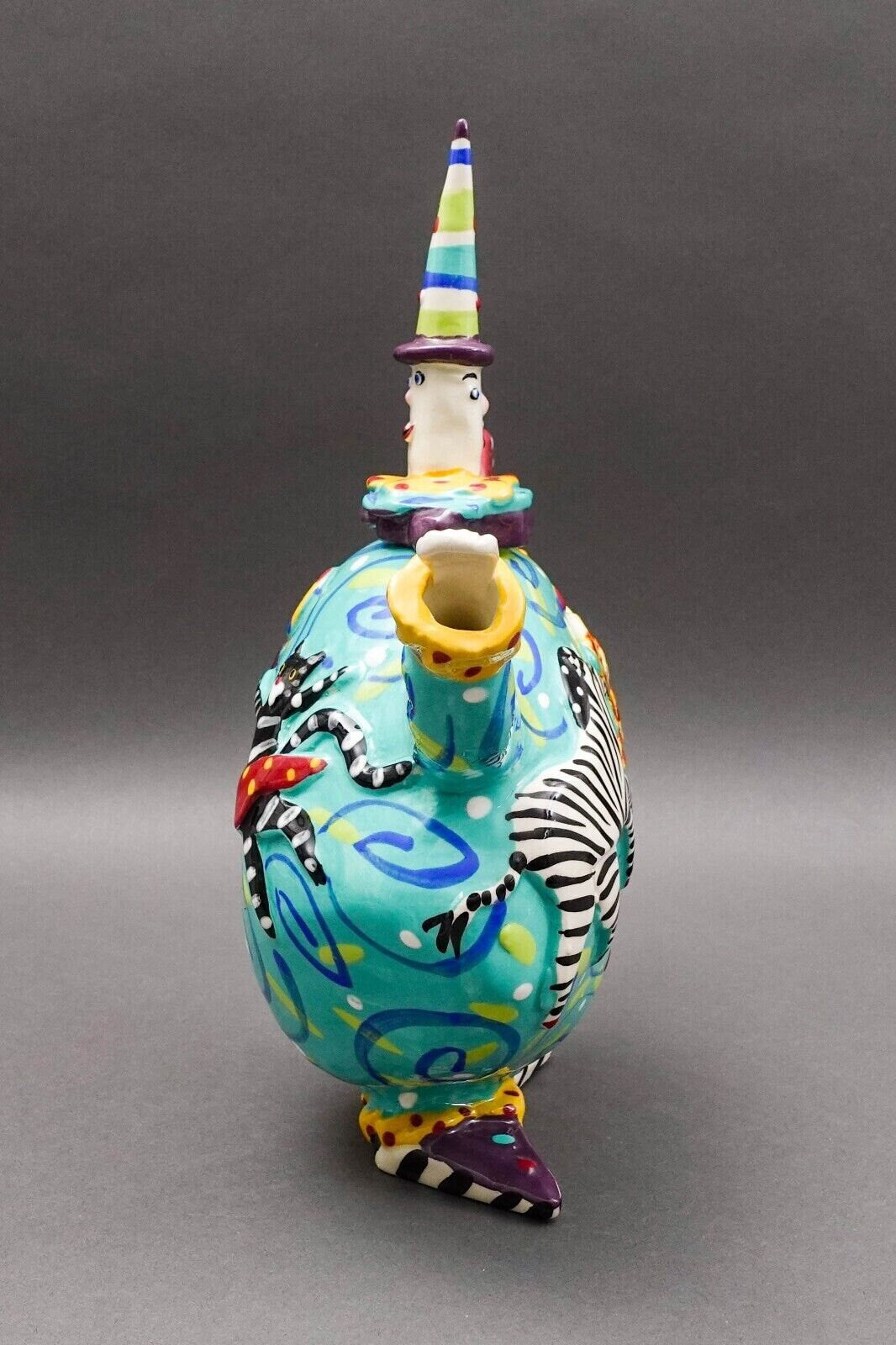 Dana Simson Whimsical My Life As A Clown Ceramic Circus Clown Teapot Sculpture