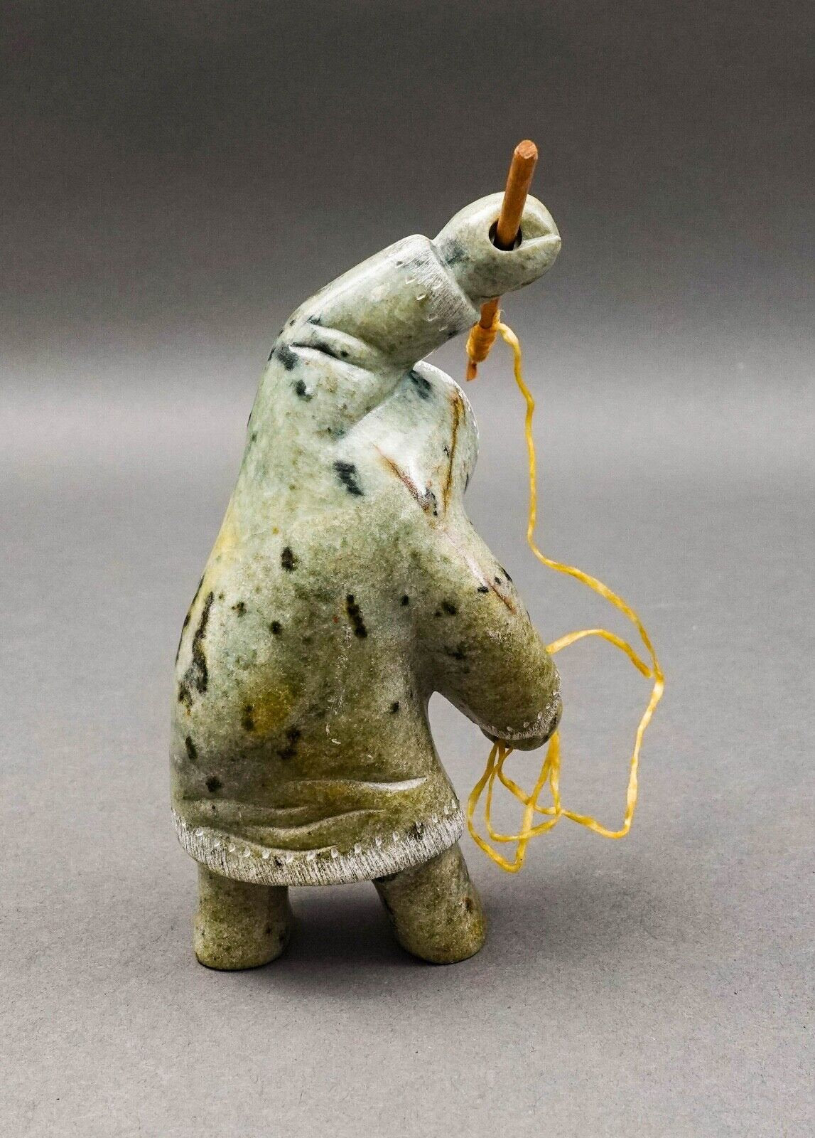EddIe Lee Alaskan Soapstone Inuit Eskimo Spear Fisherman Art Figurine Sculpture