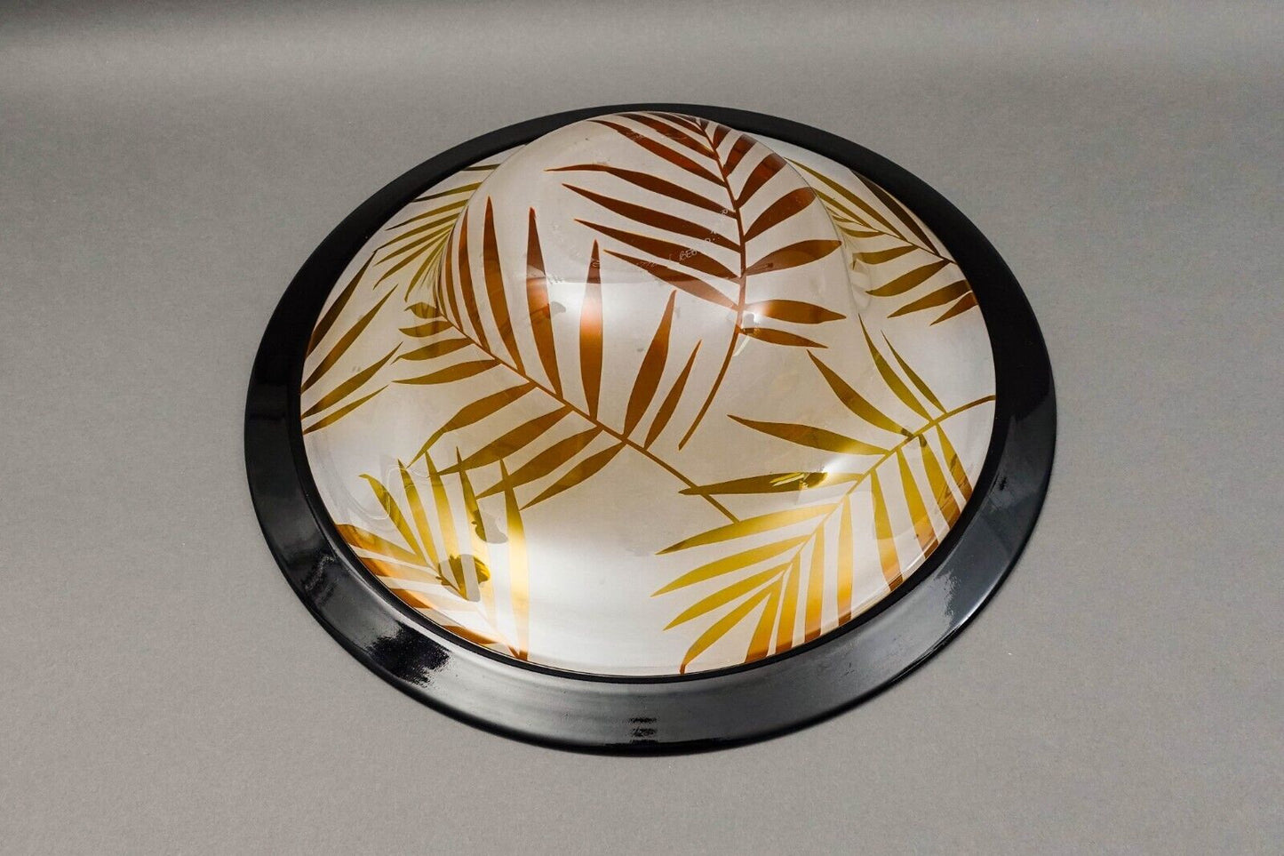 Steven Correia Monumental Etched Palm Leaves Art Glass Bowl 2006 Limited Edition