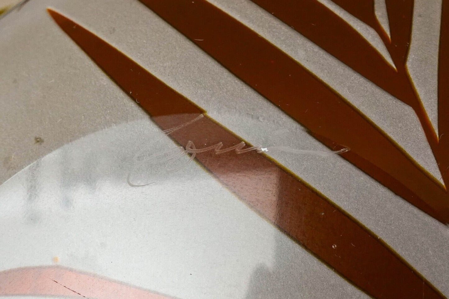 Steven Correia Monumental Etched Palm Leaves Art Glass Bowl 2006 Limited Edition