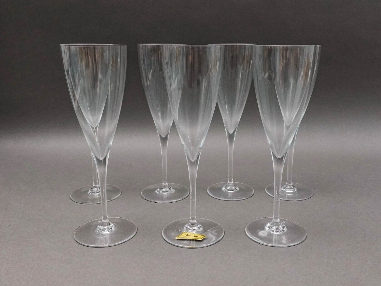 Baccarat Crystal France Dom Perignon 8 7/8" Fluted Water Goblet Glasses Set Of 7