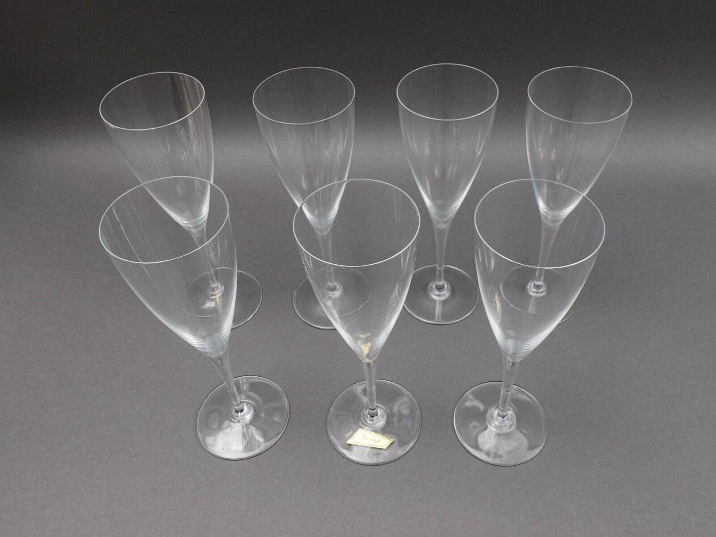 Baccarat Crystal France Dom Perignon 8 7/8" Fluted Water Goblet Glasses Set Of 7