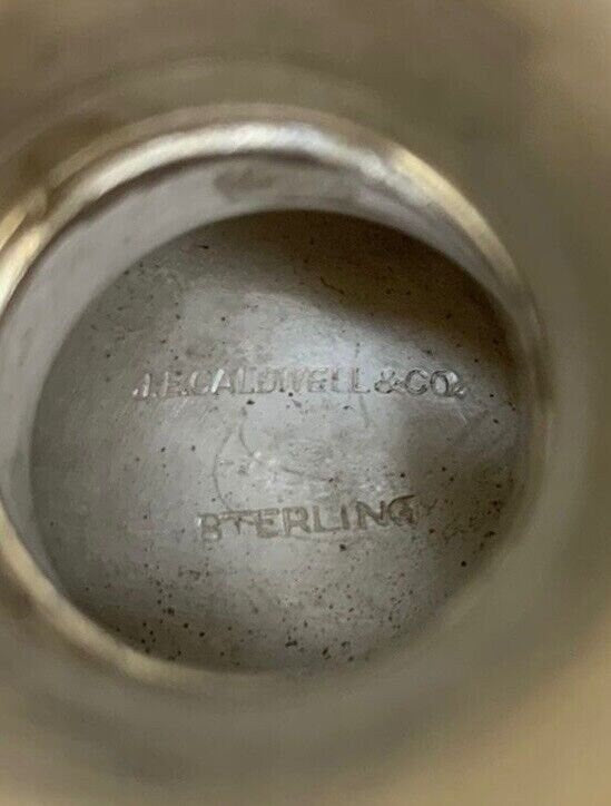 J.E. Caldwell & Co. Antique Sterling Silver Repousse Grape Motif Wine Goblet