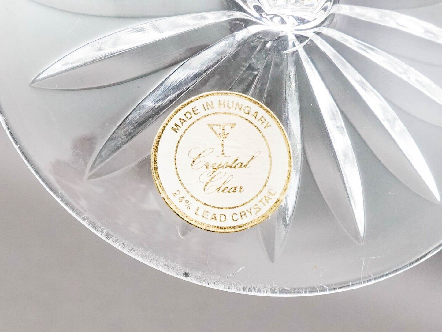 Ajka Marsala Purple Cut To Clear Crystal 8.25" Hock Wine Goblet Glasses Set Of 6