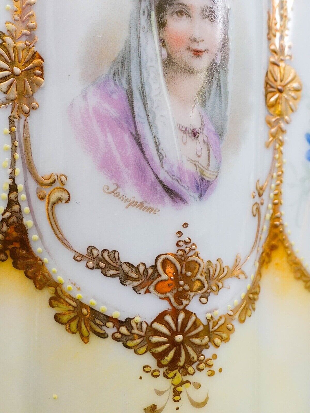 Nippon Antique Hand Painted Josephine Portrait Floral Porcelain Chocolate Pot