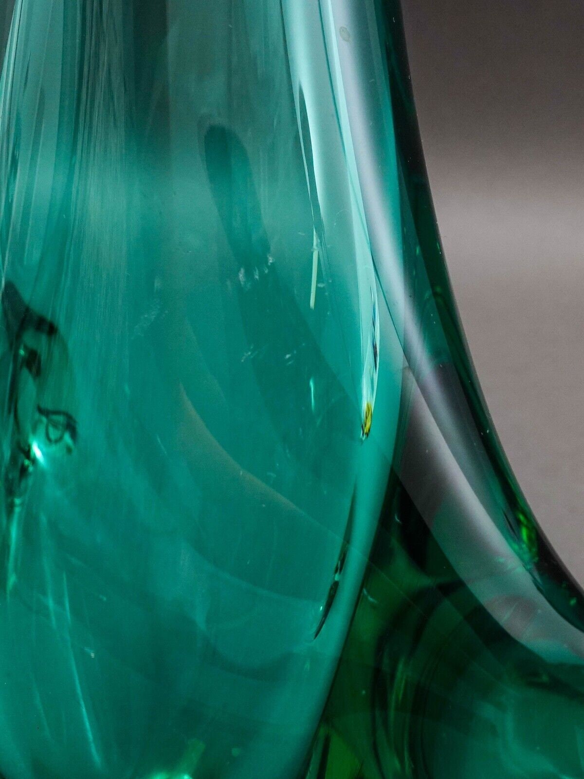 Zelezny Brod Sklo ZBS Czechoslovakia Miloslav Klinger MCM Green Art Glass Vase