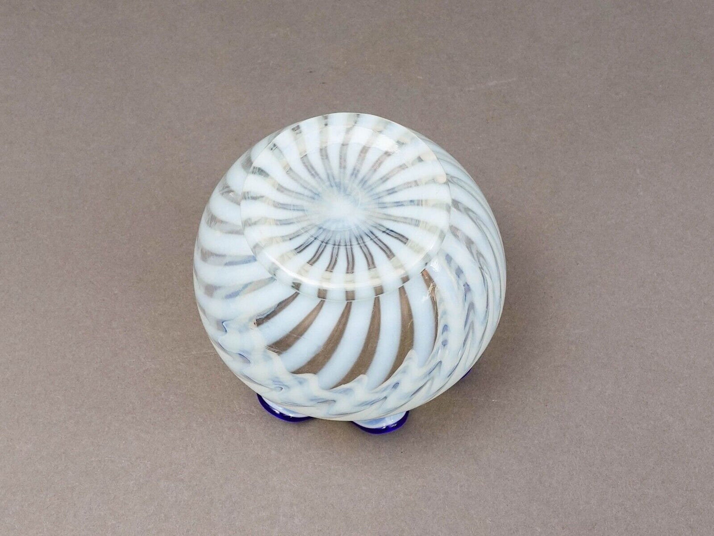 Fenton Blue Ridge Opalescent White Optic Swirl Art Glass Vase 4 5/8"
