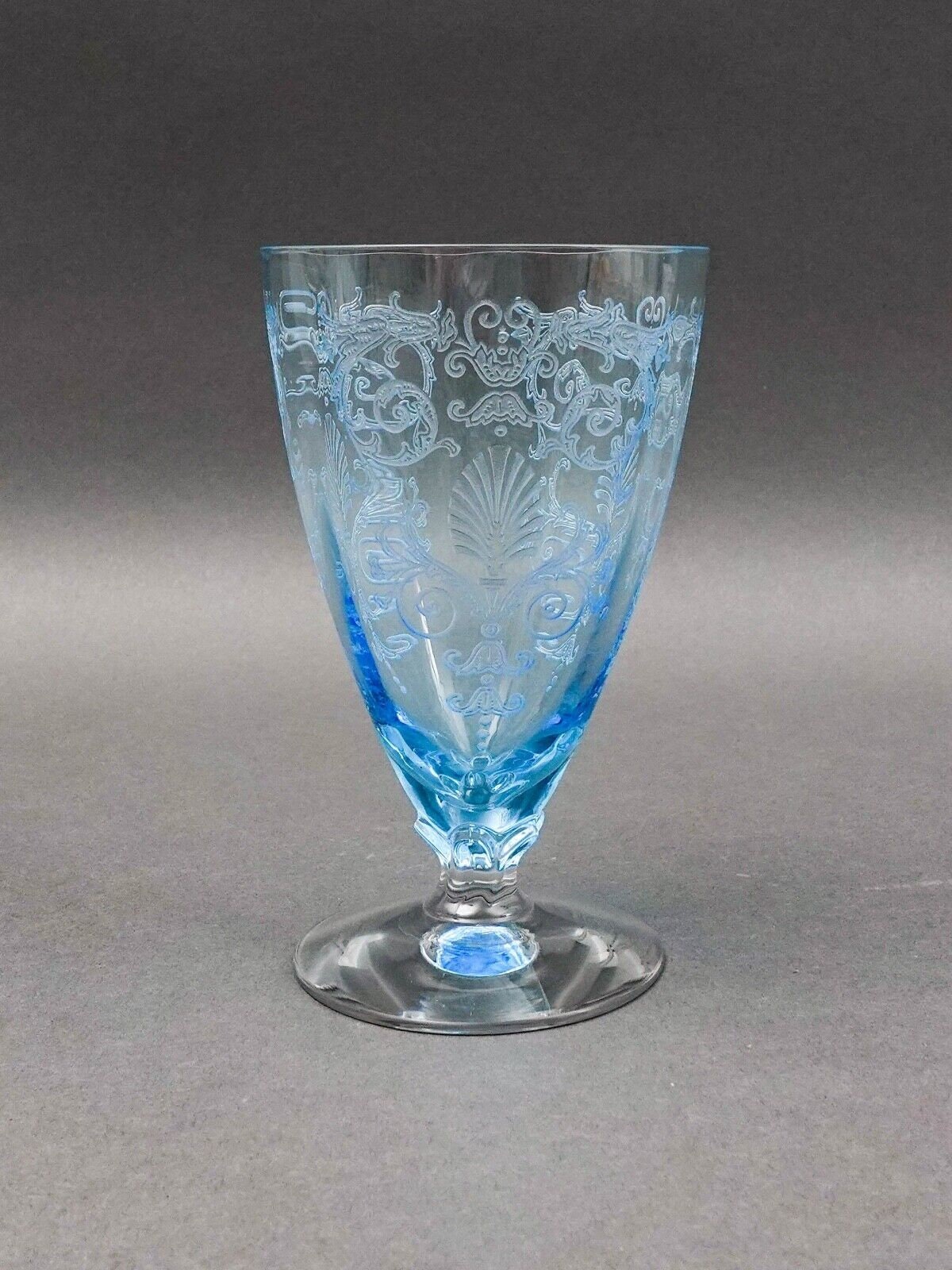 Fostoria Versailles Azure Blue Crystal 5 1/4" Parfait Tumbler Glasses Set Of 4