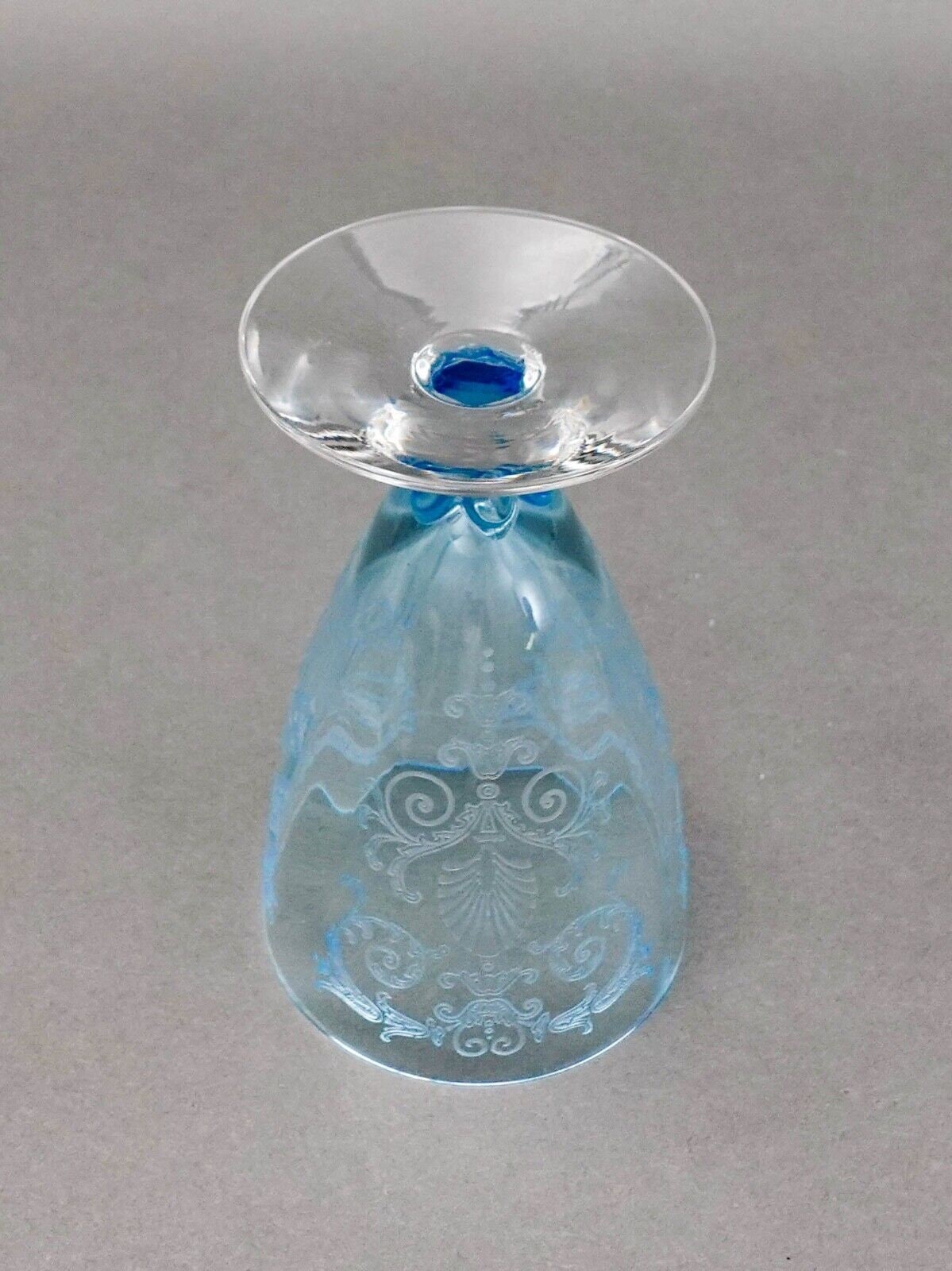 Fostoria Versailles Azure Blue Crystal 5 1/4" Parfait Tumbler Glasses Set Of 5