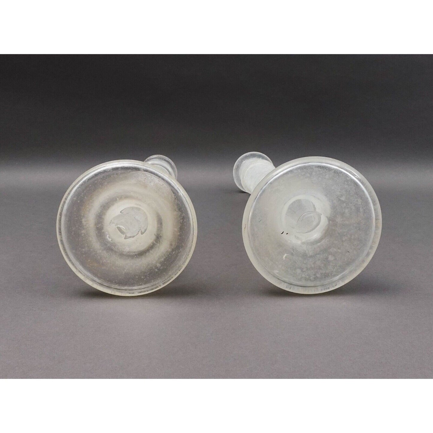 Italian Murano Vintage Scavo Glass Pair Of Candlesticks Candle Holders