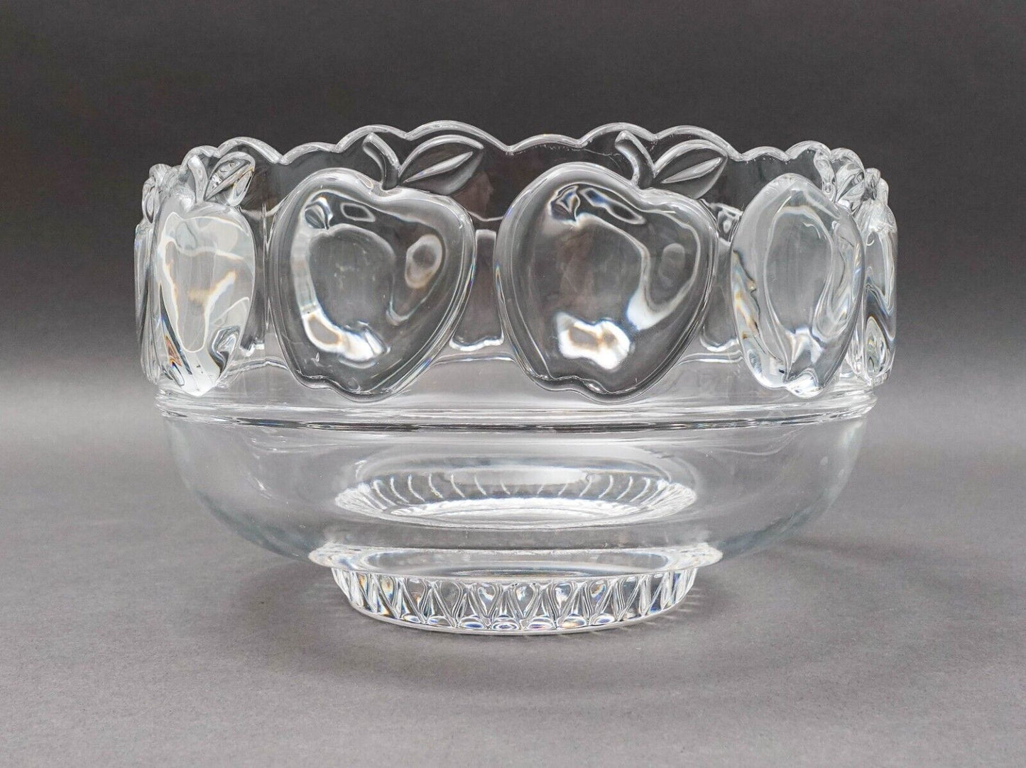 Tiffany & Co Signed Crystal Apple Fruit Elegant Glass Centerpiece Footed Bowl
