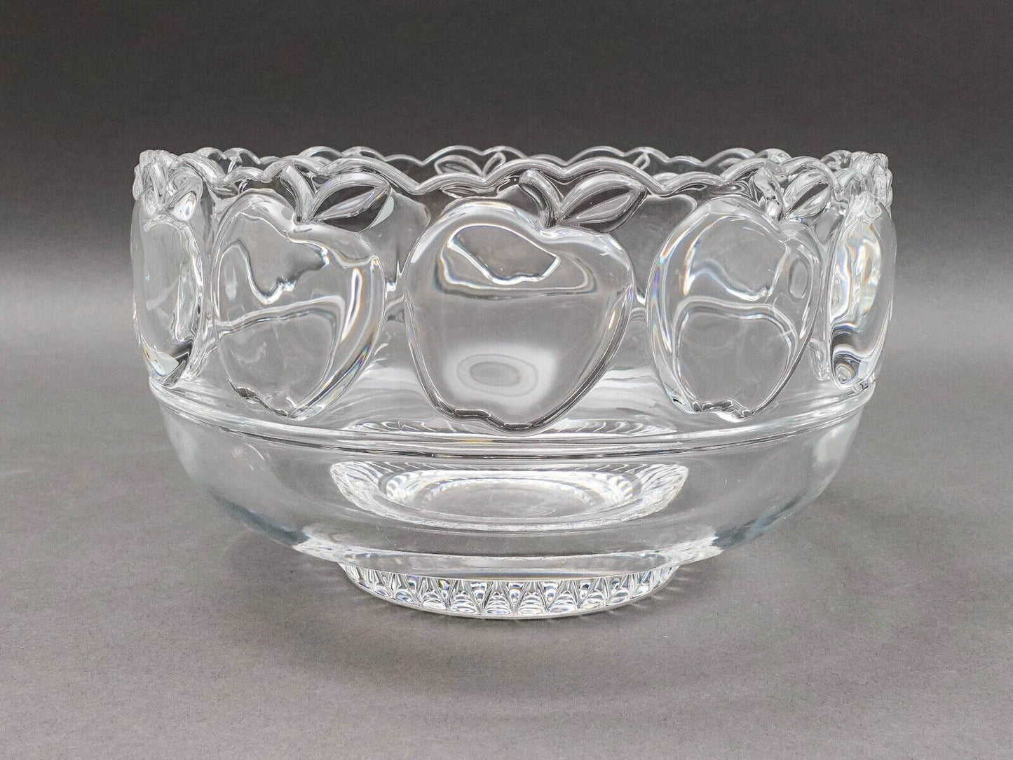 Tiffany & Co Signed Crystal Apple Fruit Elegant Glass Centerpiece Footed Bowl