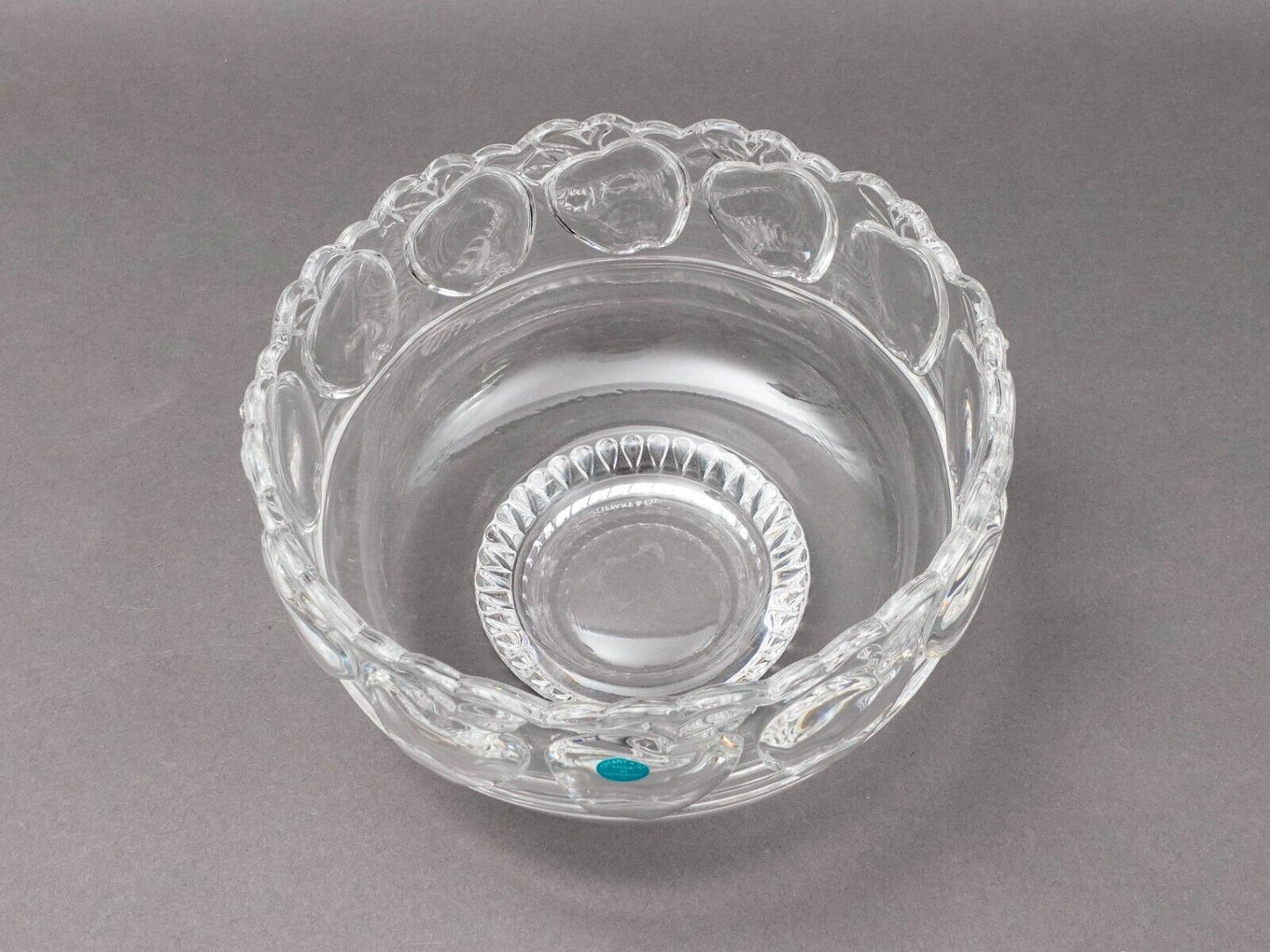 Tiffany & Co Signed Crystal Apple Fruit Elegant Glass Centerpiece Footed Bowl