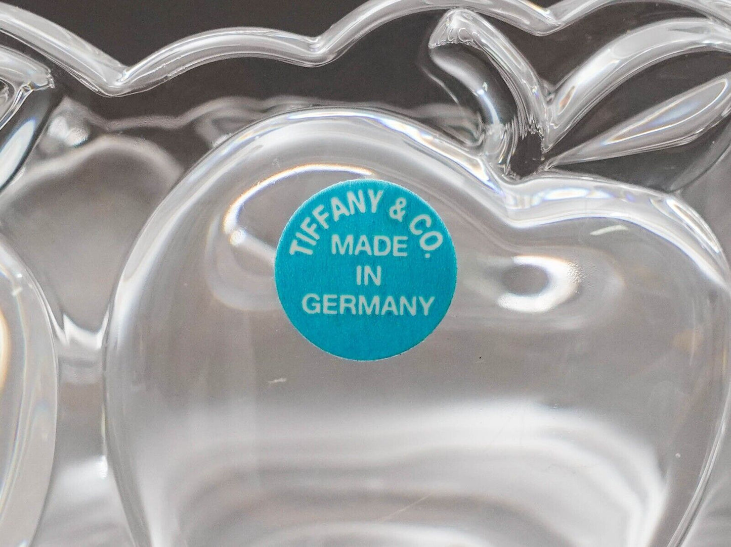 Tiffany & Co Signed Crystal Apple Fruit Elegant Glass Centerpiece Footed Bowl