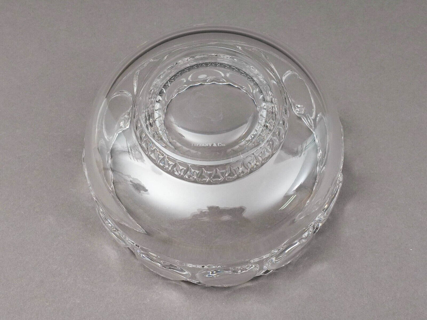 Tiffany & Co Signed Crystal Apple Fruit Elegant Glass Centerpiece Footed Bowl