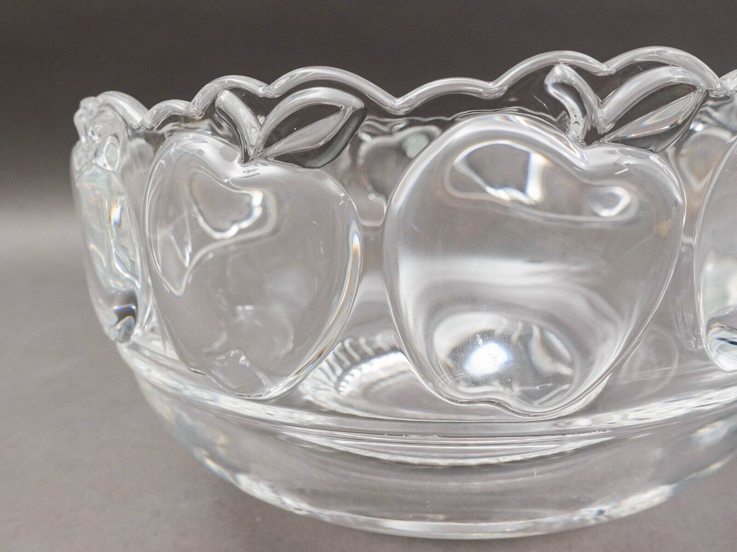Tiffany & Co Signed Crystal Apple Fruit Elegant Glass Centerpiece Footed Bowl