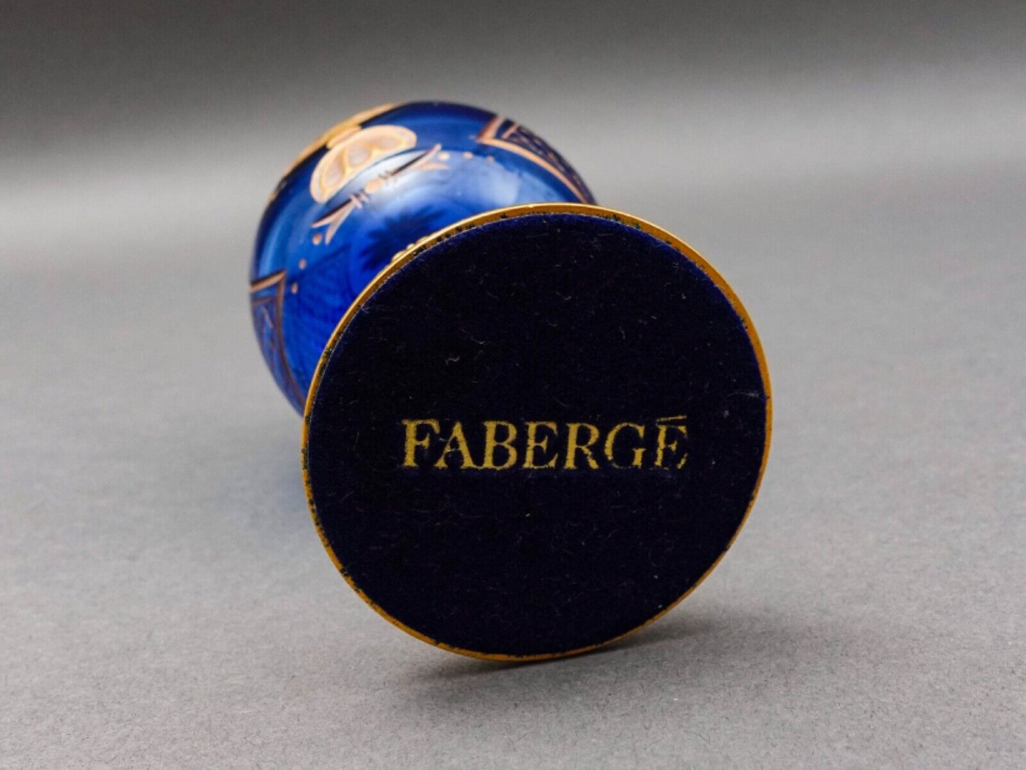 Faberge Cobalt Blue Cut Crystal Gold Gilt Rose Flower & Fruit Basket Egg #0681