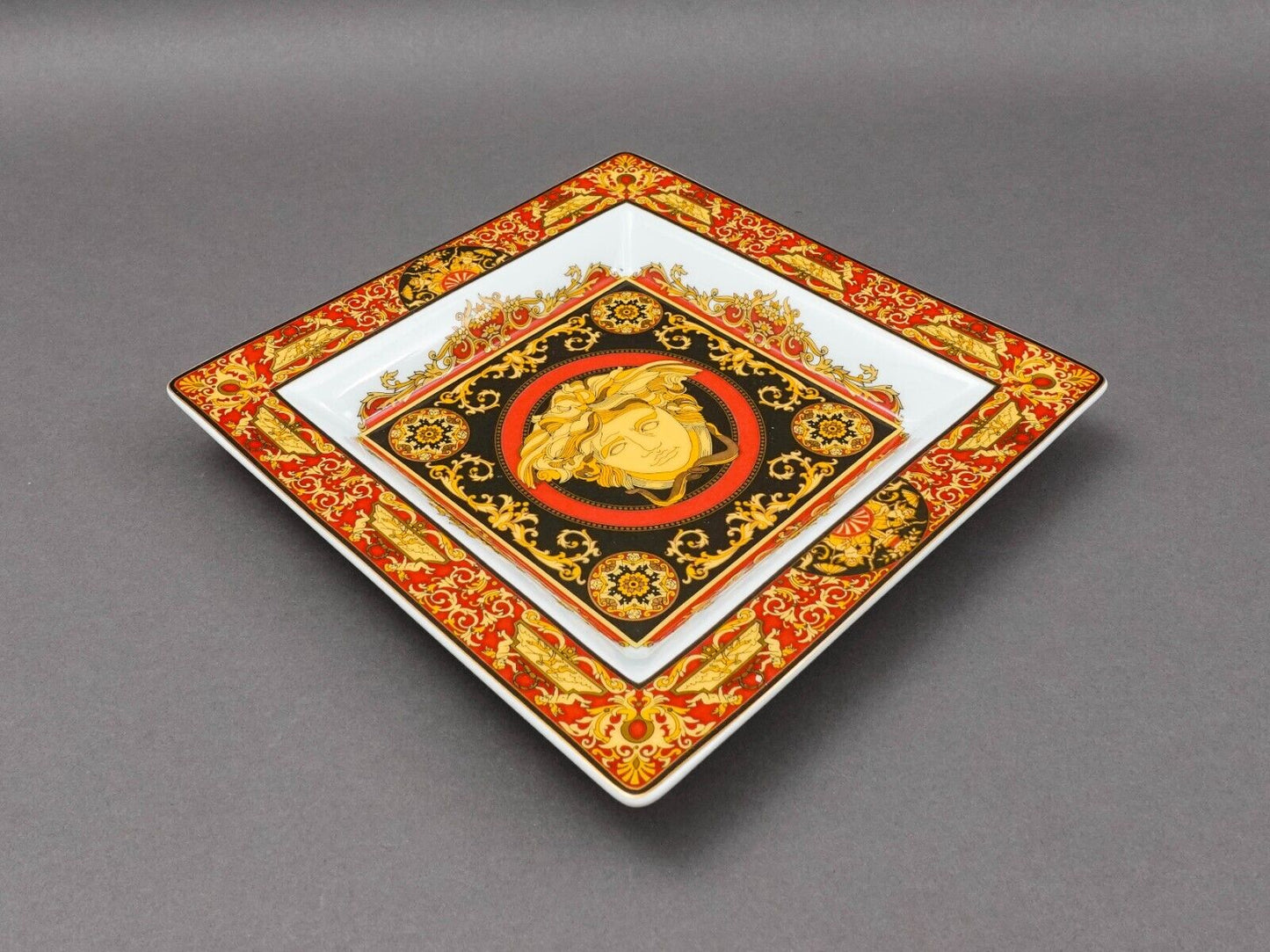 Versace Rosenthal Germany Medusa Red 8 5/8" Square Plate Dish Tray