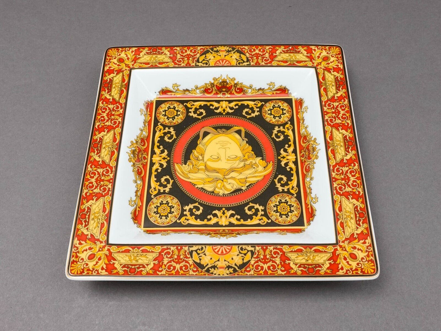 Versace Rosenthal Germany Medusa Red 8 5/8" Square Plate Dish Tray