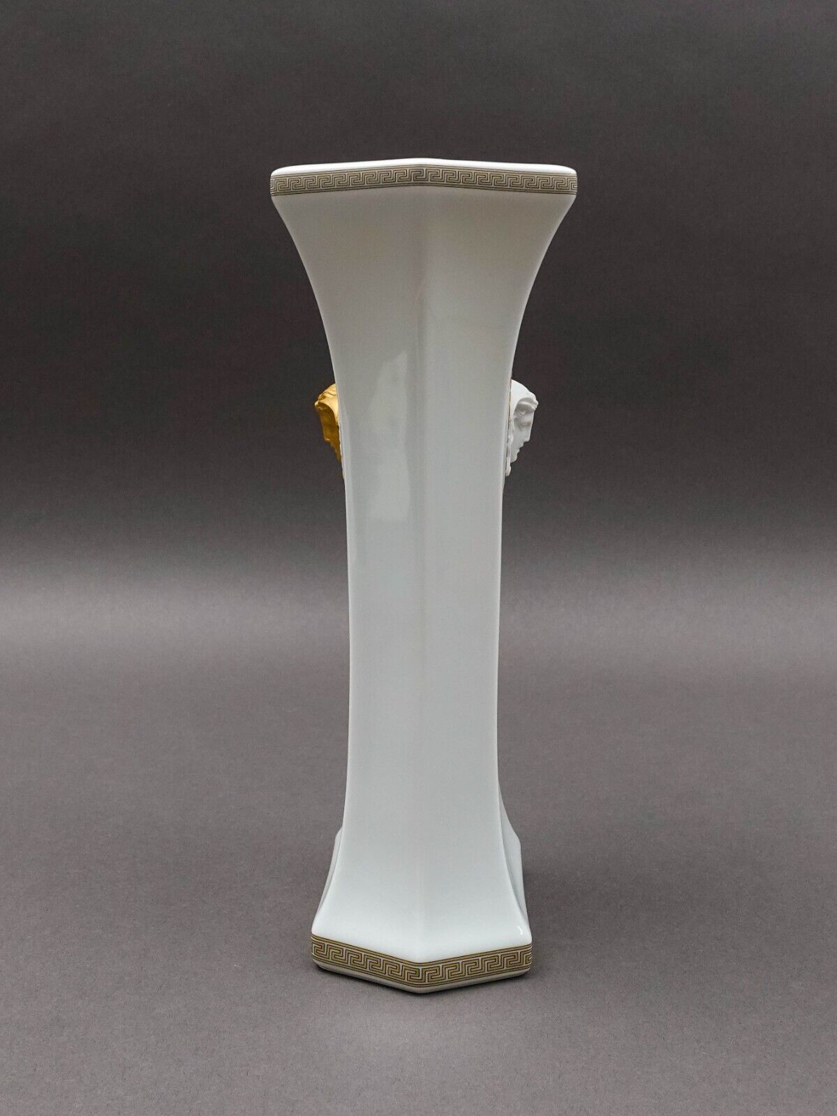 Versace Rosenthal Gorgona Medusa White Greek Key Porcelain Vase 10" New In Box