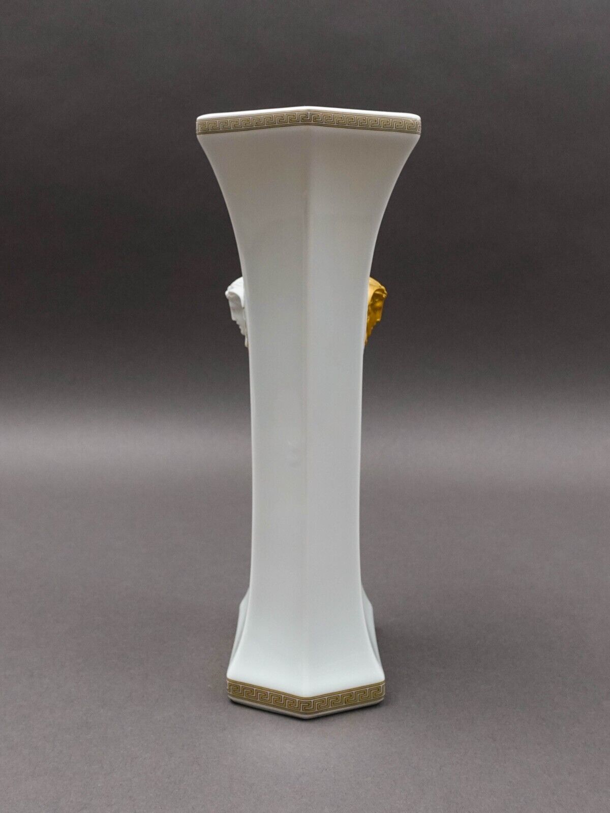 Versace Rosenthal Gorgona Medusa White Greek Key Porcelain Vase 10" New In Box