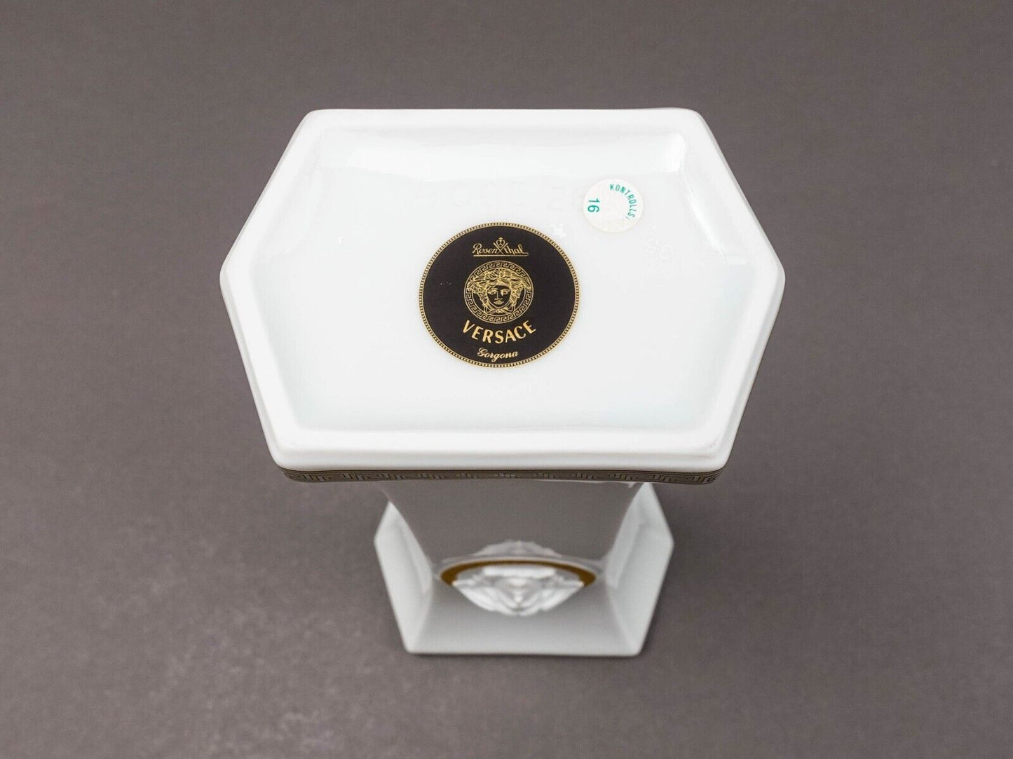 Versace Rosenthal Gorgona Medusa White Greek Key Porcelain Vase 10" New In Box