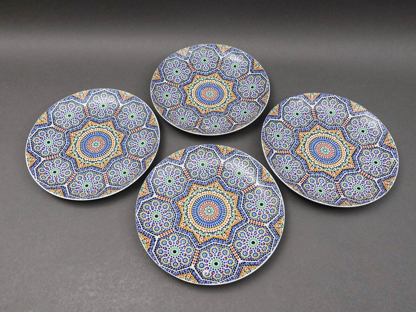 Cocema Fes Maroc Morocco Tile Mosaic Porcelain Dinner Plate Set Of 4