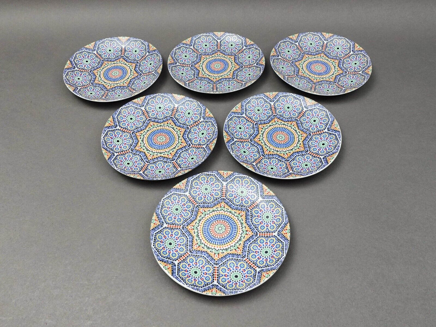 Cocema Fes Maroc Morocco Tile Mosaic Porcelain Bread & Butter Plate Set Of 6